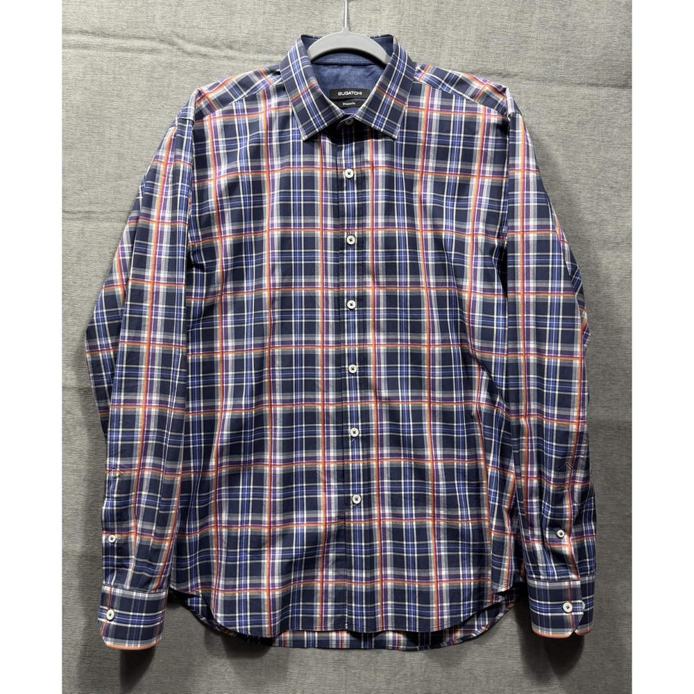 Bugatchi Shirt Mens Large Shaped Fit Casual Button Up Long Sleeve